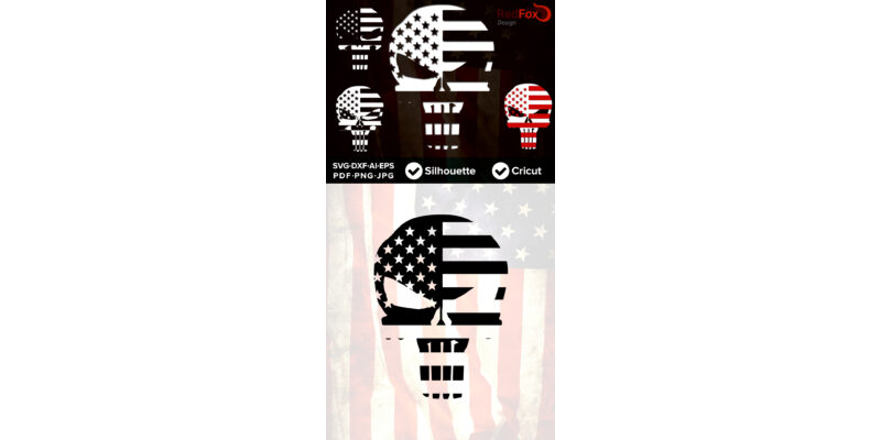 US Flag Punish Skull